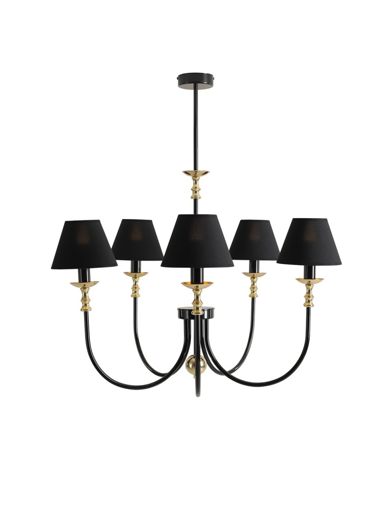Chandelier with lampshade - Aldex Chandelier Roma 5 Black 5 x max 10W LED (1118F1) - product kolory-swiatla.pl 5