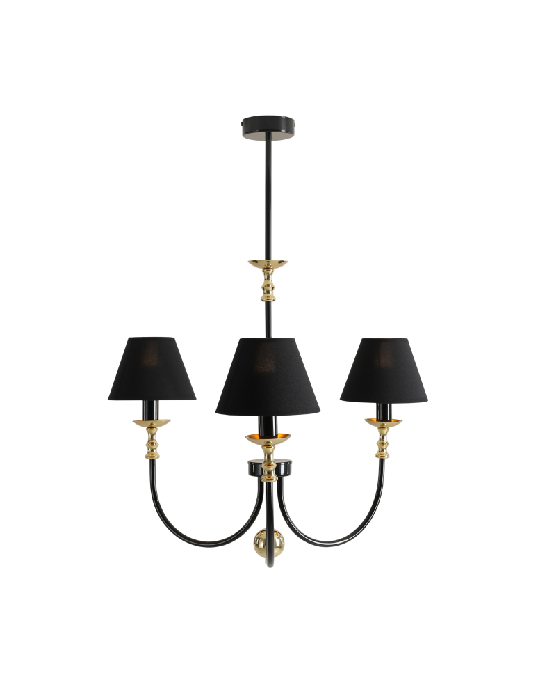 Chandelier with lampshade - Aldex Chandelier Roma 3 Black 3 x max 10W LED (1118E_1) - product kolory-swiatla.pl 1