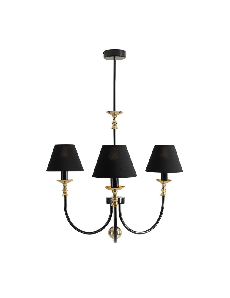 Chandelier with lampshade - Aldex Chandelier Roma 3 Black 3 x max 10W LED (1118E_1) - product kolory-swiatla.pl 5