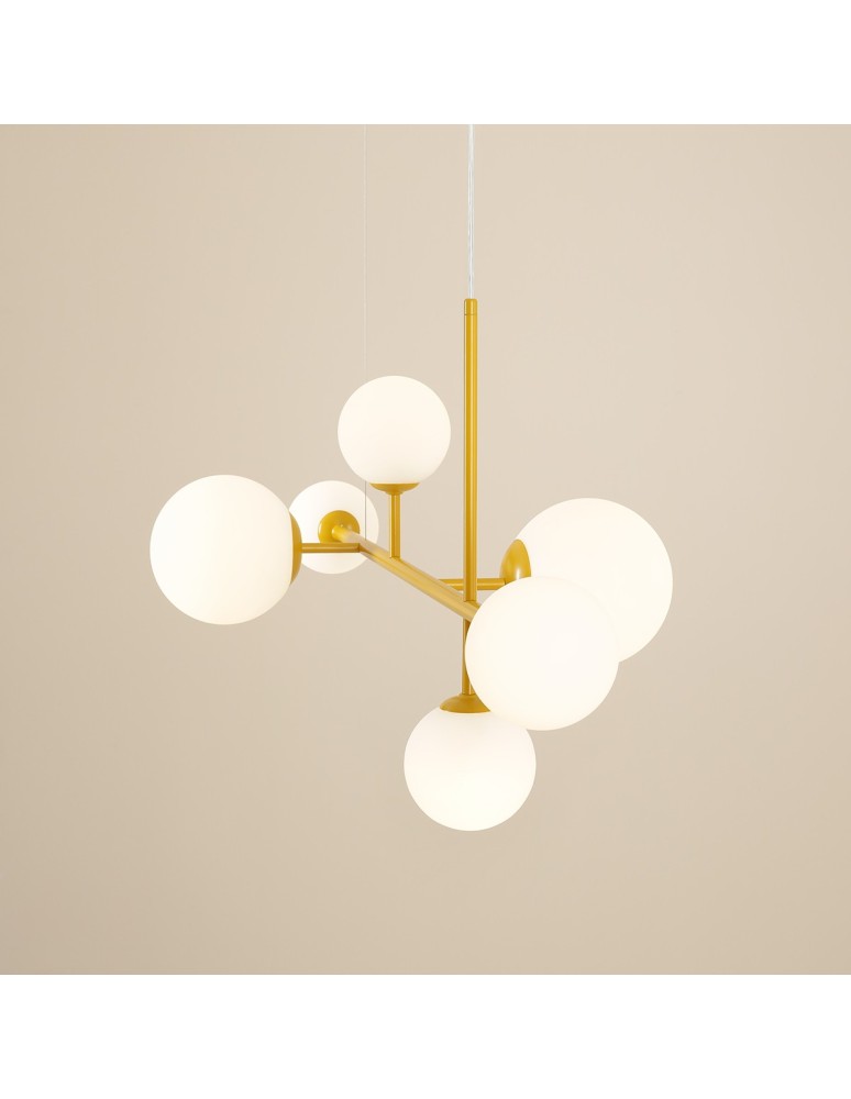 Yellow pendant lamps - Aldex Dione 6 Mustard Pendant Lamp 4 x max 10W LED / 2 x max 15W LED (1092K14) - product kolory-swiatla.pl 1