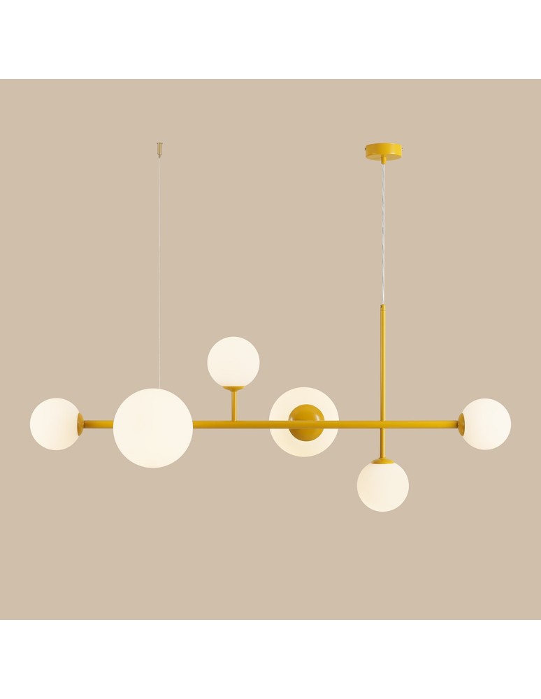 Yellow pendant lamps - Aldex Dione 6 Mustard Pendant Lamp 4 x max 10W LED / 2 x max 15W LED (1092K14) - product kolory-swiatla.pl 3
