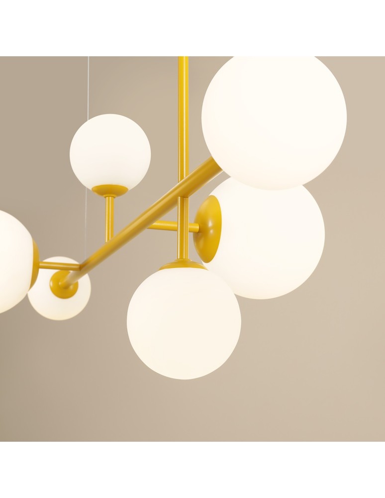Yellow pendant lamps - Aldex Dione 6 Mustard Pendant Lamp 4 x max 10W LED / 2 x max 15W LED (1092K14) - product kolory-swiatla.pl 4
