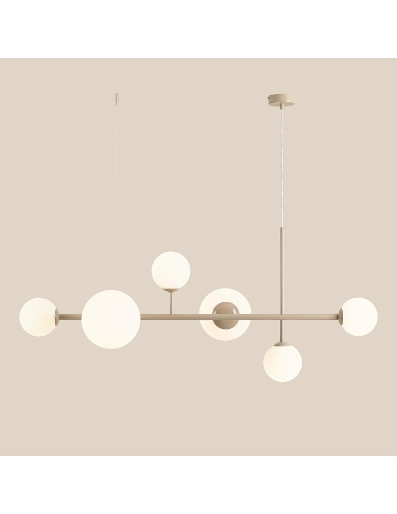 Beige pendant lamps - Aldex Pendant Lamp Dione 6 Beige 4 x max 10W LED / 2 x max 15W LED (1092K17) - product kolory-swiatla.pl 4
