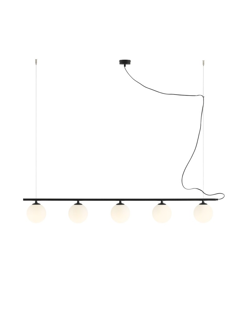 Pendant lamps spheres - Aldex Beryl Glass 5 Pendant Lamp Black 5 x max 10W LED (1006F1) - product kolory-swiatla.pl 1