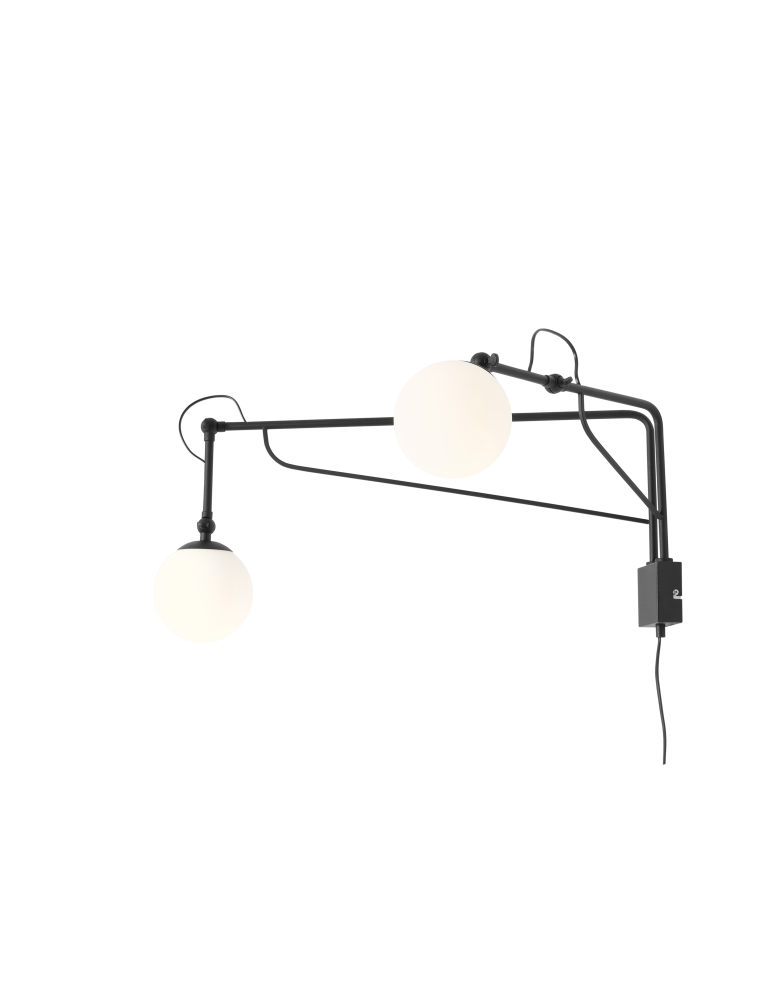 Cantilever wall lamps - Aldex Wall lamp Soho Glass 2 Black 2 x max 10W LED (1105D1) - product kolory-swiatla.pl 1