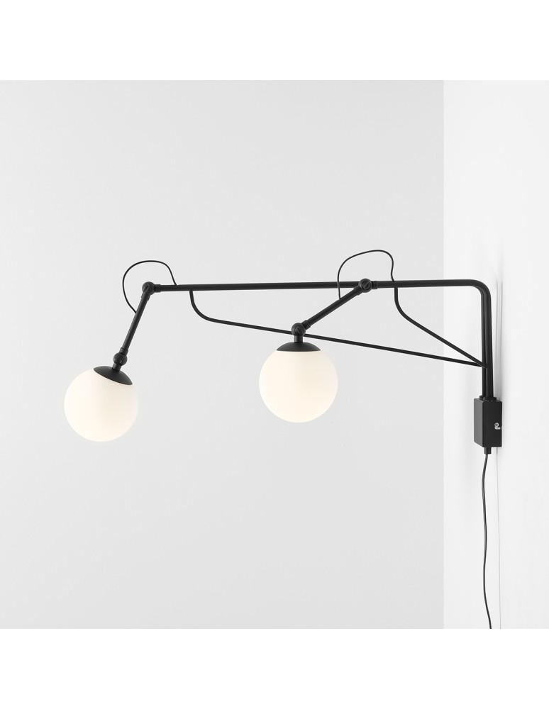Cantilever wall lamps - Aldex Wall lamp Soho Glass 2 Black 2 x max 10W LED (1105D1) - product kolory-swiatla.pl 3