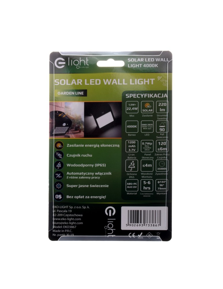 Solar lamps - Eko-Light Butterfly Solar Lamp Black 1.5W EKO3867 - product kolory-swiatla.pl 5