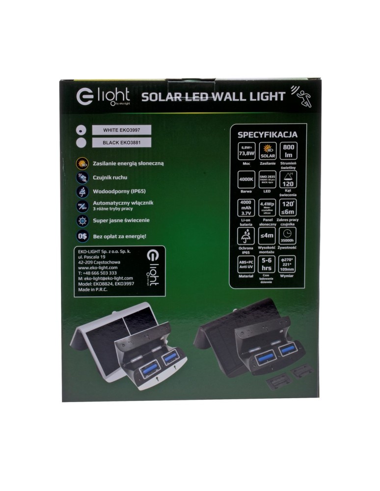 Solar lamps - Eko-Light Butterfly Solar Lamp White 6.8W EKO3997 - product kolory-swiatla.pl 5