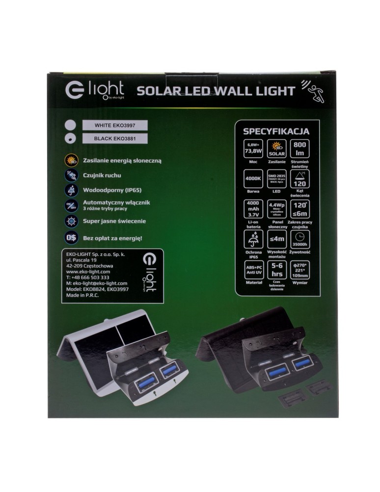 Solar lamps - Eko-Light Butterfly Solar Lamp Black 6.8W EKO3881 - product kolory-swiatla.pl 5
