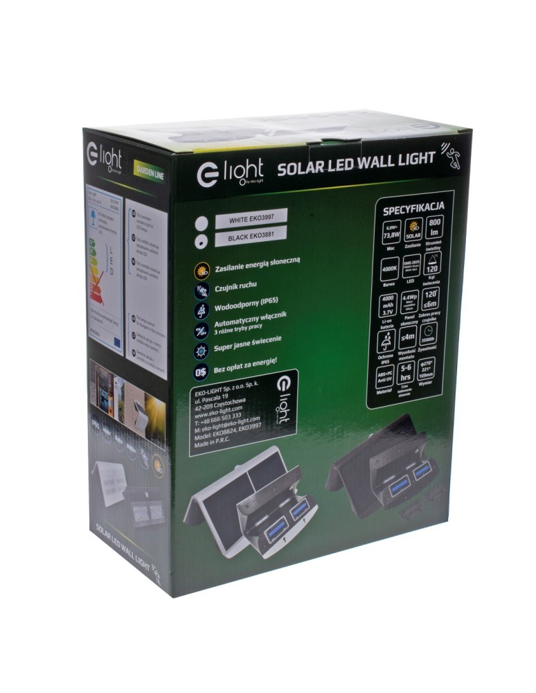 Solar lamps - Eko-Light Butterfly Solar Lamp Black 6.8W EKO3881 - product kolory-swiatla.pl 6