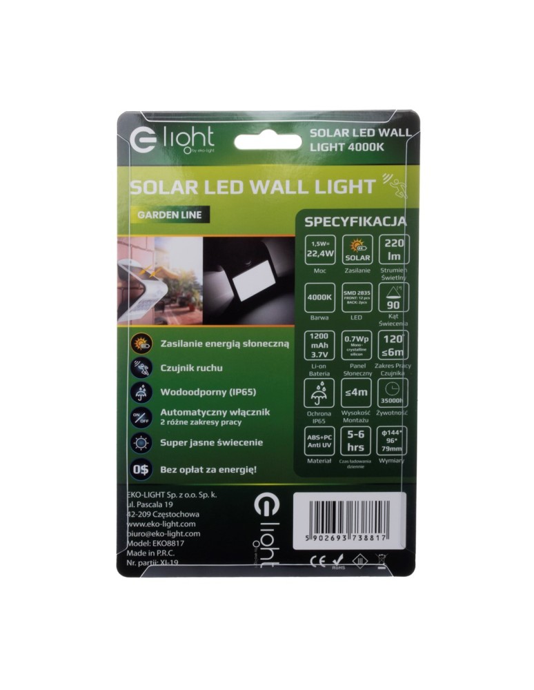 Solar lamps - Eko-Light Butterfly Solar Lamp White 1.5W EKO8817 - product kolory-swiatla.pl 9