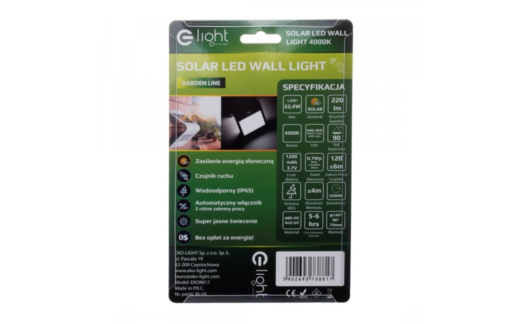 Eko-Light Lampka Solarna Butterfly Biała 1,5W EKO8817