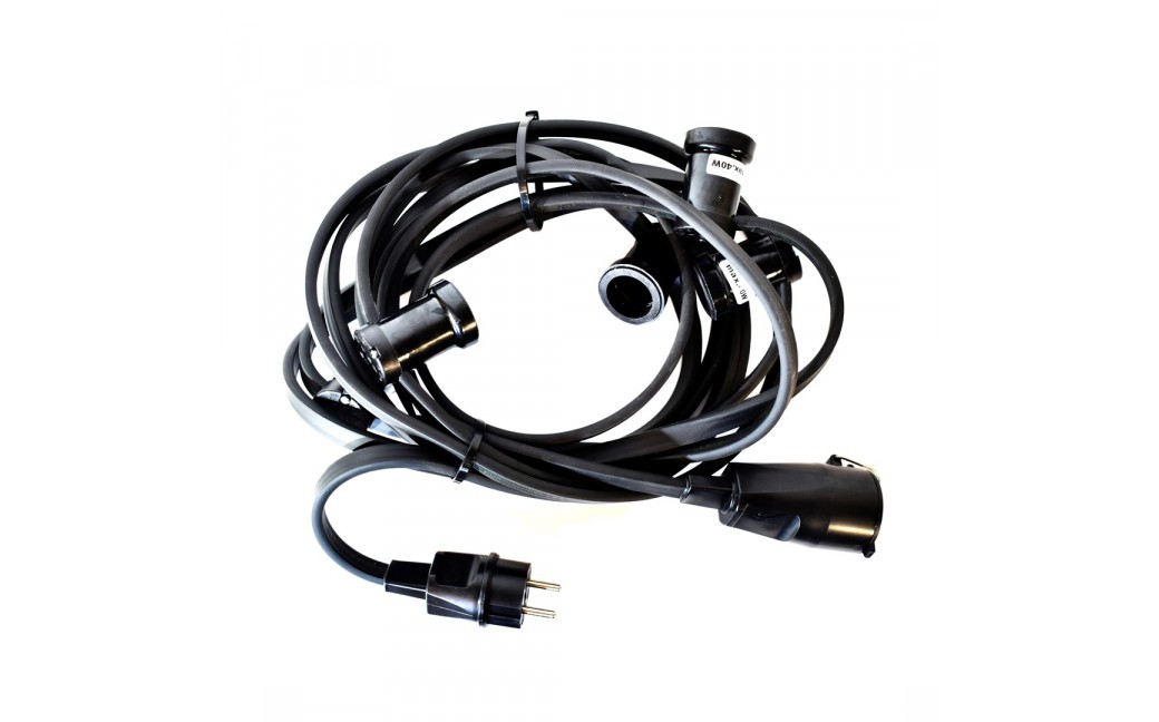 Eko-Light GIRLANDA PROFESJONALNA IP44 CZARNA 10M + GNIAZDO EKO1595