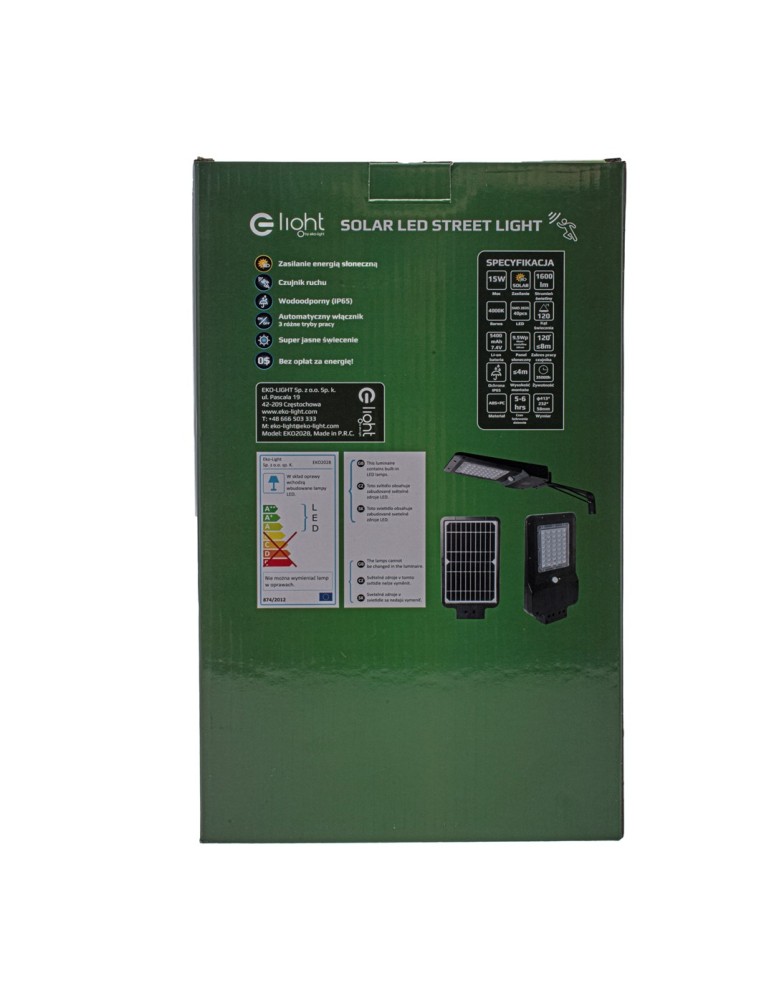 Solar lamps - Eko-Light Solar Street Lamp 15W 4000K EKO2028. - product kolory-swiatla.pl 10