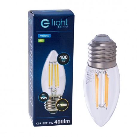 Eko-Light Żarówka Filamentowa LED 4W C37 E27 2700K EKZF003