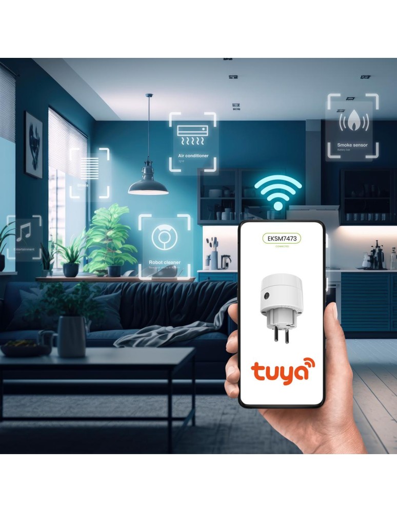 SMART extension cords and adapters - Eko-Light Tuya Smart Wi-Fi Plug Single 10A IP20 EKSM7473 - product kolory-swiatla.pl 7