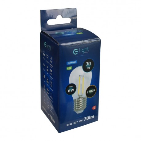 Eko-Light Żarówka Filamentowa LED 1W ST45 E27 2700K EKZF1050