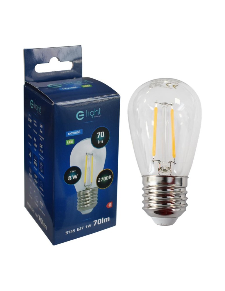 LED bulbs E27 230V - Eco-Light LED Filament Bulb 1W ST45 E27 2700K EKZF1050. - product kolory-swiatla.pl 4