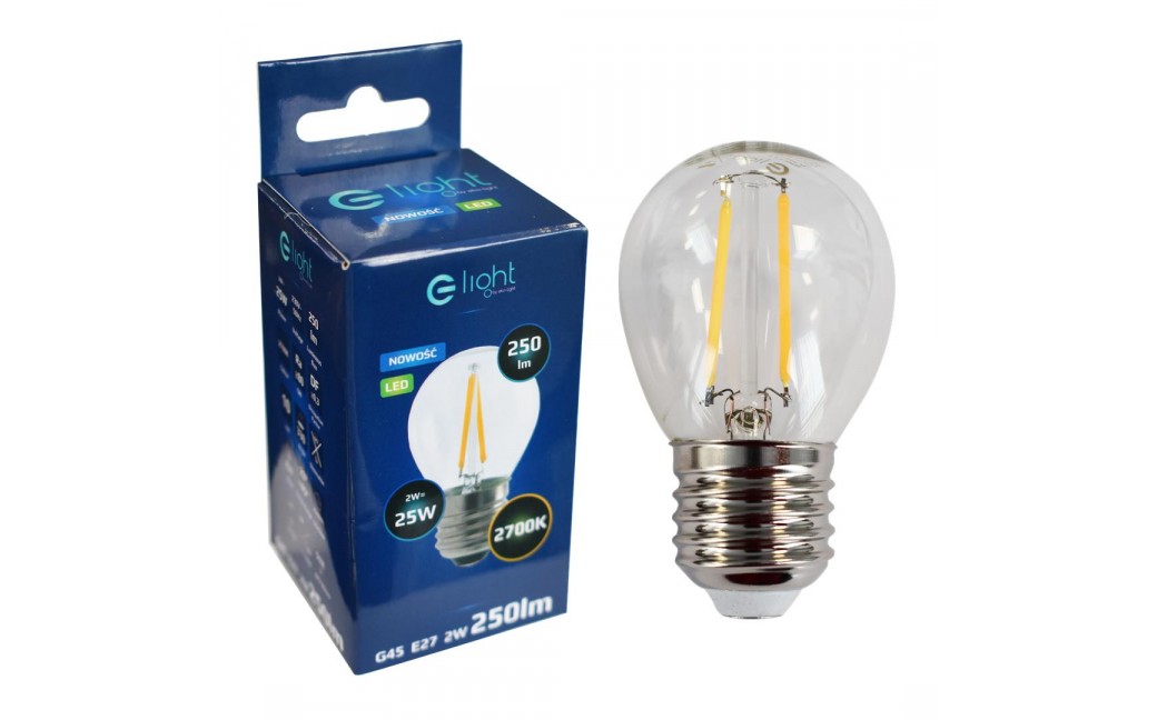 Eko-Light Żarówka Filamentowa LED 2W E27 G45 2700K EKZF1074