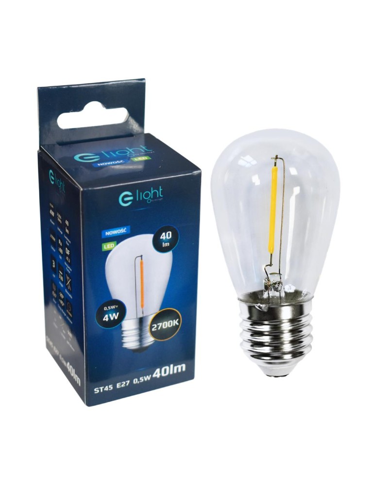 LED bulbs E27 230V - Eco-Light LED Filament Bulb 0.5W ST45 E27 2700K EKZF8123 - product kolory-swiatla.pl 4