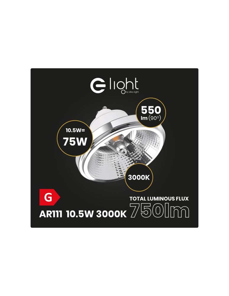 LED ES111 GU10 230V bulbs - Eco-Light AR111 incandescent bulb - 10.5W GU10 3000K/White with reflector AR8614 - product kolory-swiatla.pl 2