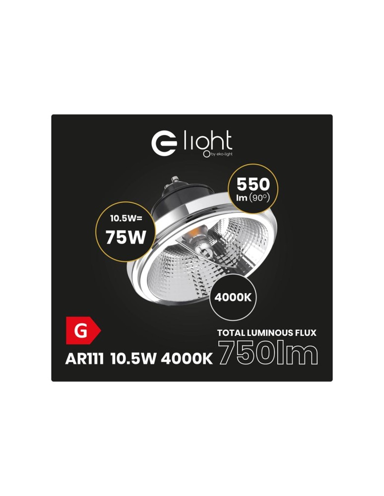 LED ES111 GU10 230V bulbs - Eco-Light AR111 incandescent bulb - 10.5W GU10 4000K/ Black with reflector AR8617 - product kolory-swiatla.pl 2