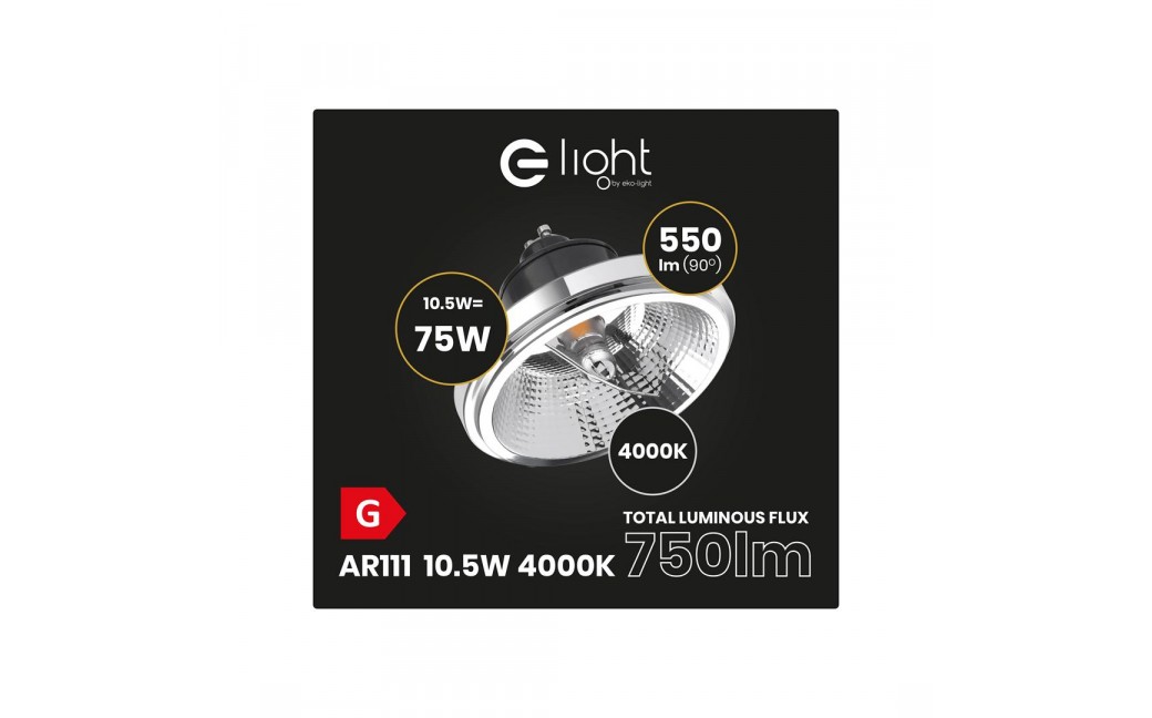 Eko-Light ŻARÓWKA AR111 - 10,5W GU10 4000K/ Czarny z odbłyśnikiem AR8617