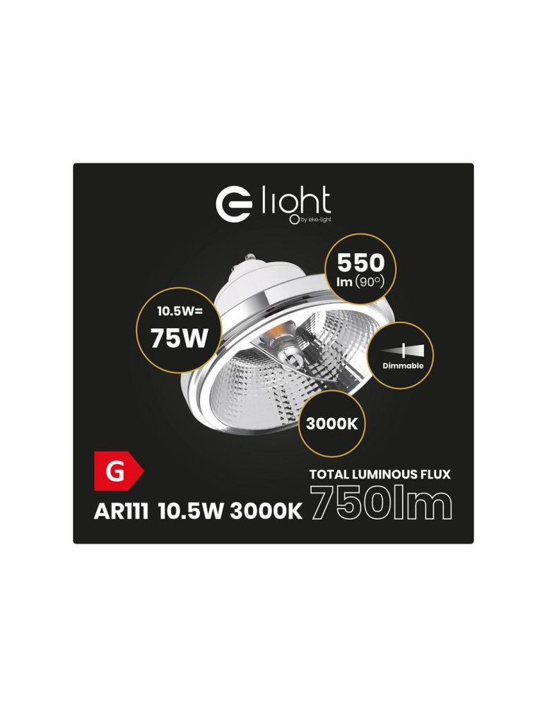 LED ES111 GU10 230V bulbs - Eco-Light AR111 - 10.5W GU10 3000K/White bulb with reflector Dimmable AR8618 - product kolory-swiatla.pl 2