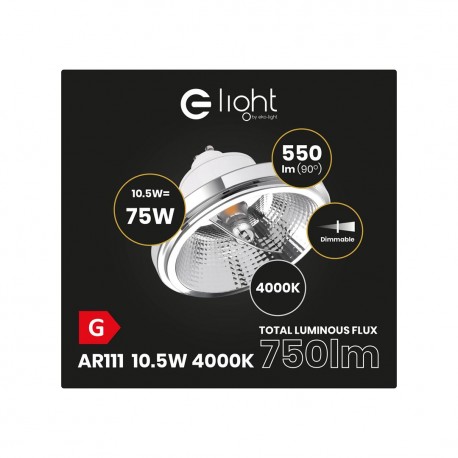 Eko-Light ŻARÓWKA AR111 - 10,5W GU10 4000K/ Biały z odbłyśnikiem Ściemnialna AR8619