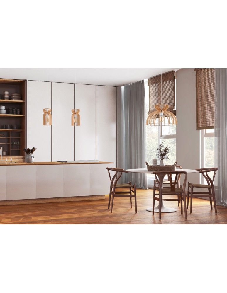 Wooden pendant lamps - Nowodvorski KYMI C Ceiling Pendant Max power 60W E27 Natural wood 10572 - product kolory-swiatla.pl 3