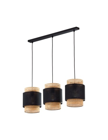 TK Lighting BOHO BLACK LAMPA WISZĄCA 3 PŁ LISTWA 6541