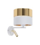 Wall lamps for bedrooms - TK Lighting HILTON WHITE/GOLD WALL LIGHT 2 LIGHT E27 + G9 5361 - product 1