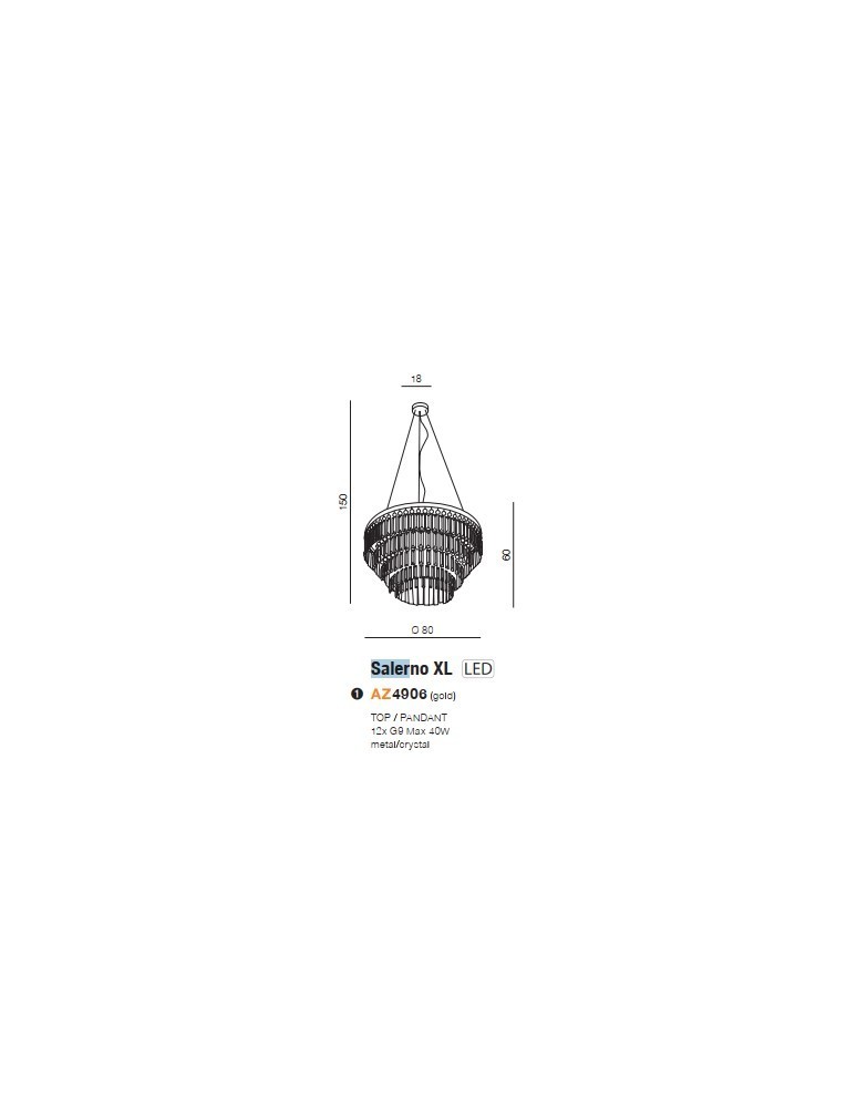 Glamour pendant lamps - Azzardo SALERNO XL GO Pendant or Ceiling Lamp (2-in-1) AZ4906 - product kolory-swiatla.pl 3