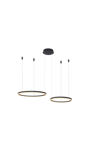 Azzardo HALO PENDANT 80+60 CCT BK + REMOTE CONTROL Pendant with Remote Control Functions Dimming and Light Color Change...