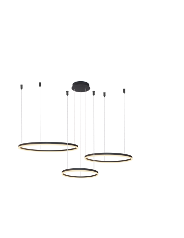 Azzardo HALO PENDANT 100+80+60 CCT BK + REMOTE CONTROL Pendant with Remote Control Functions Dimming and Light Color...