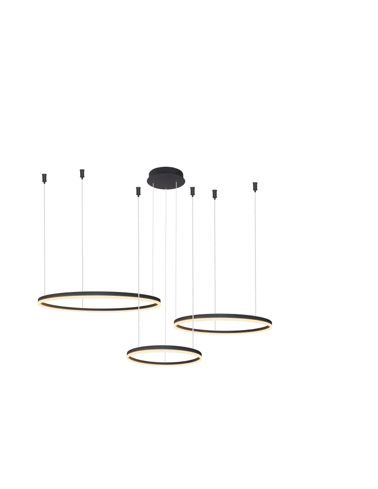 Pendant lamps circles - Azzardo HALO PENDANT 100+80+60 CCT BK + REMOTE CONTROL Pendant with Remote Control Functions Dimming and Light Color Change AZ49 - product kolory-swiatla.pl 1