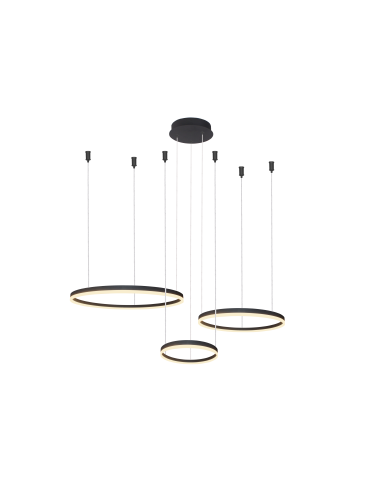 Azzardo HALO PENDANT 80+60+40 CCT BK + REMOTE CONTROL Pendant with Remote Control Functions Dimming and Light Color Change...