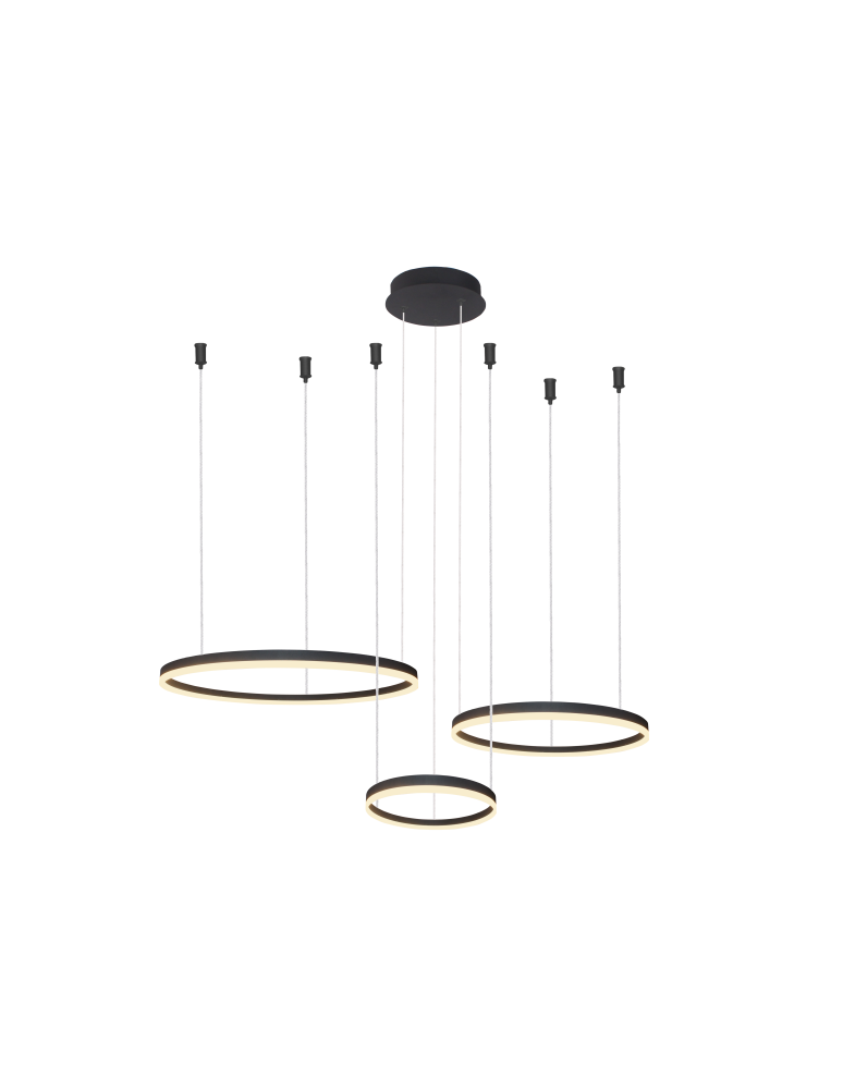 Pendant lamps circles - Azzardo HALO PENDANT 80+60+40 CCT BK + REMOTE CONTROL Pendant with Remote Control Functions Dimming and Light Color Change AZ497 - product kolory-swiatla.pl 1