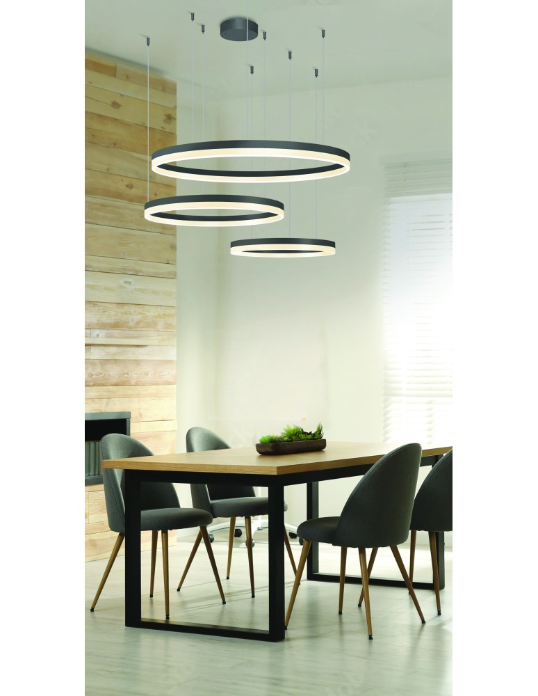 Pendant lamps circles - Azzardo HALO PENDANT 80+60+40 CCT BK + REMOTE CONTROL Pendant with Remote Control Functions Dimming and Light Color Change AZ497 - product kolory-swiatla.pl 2