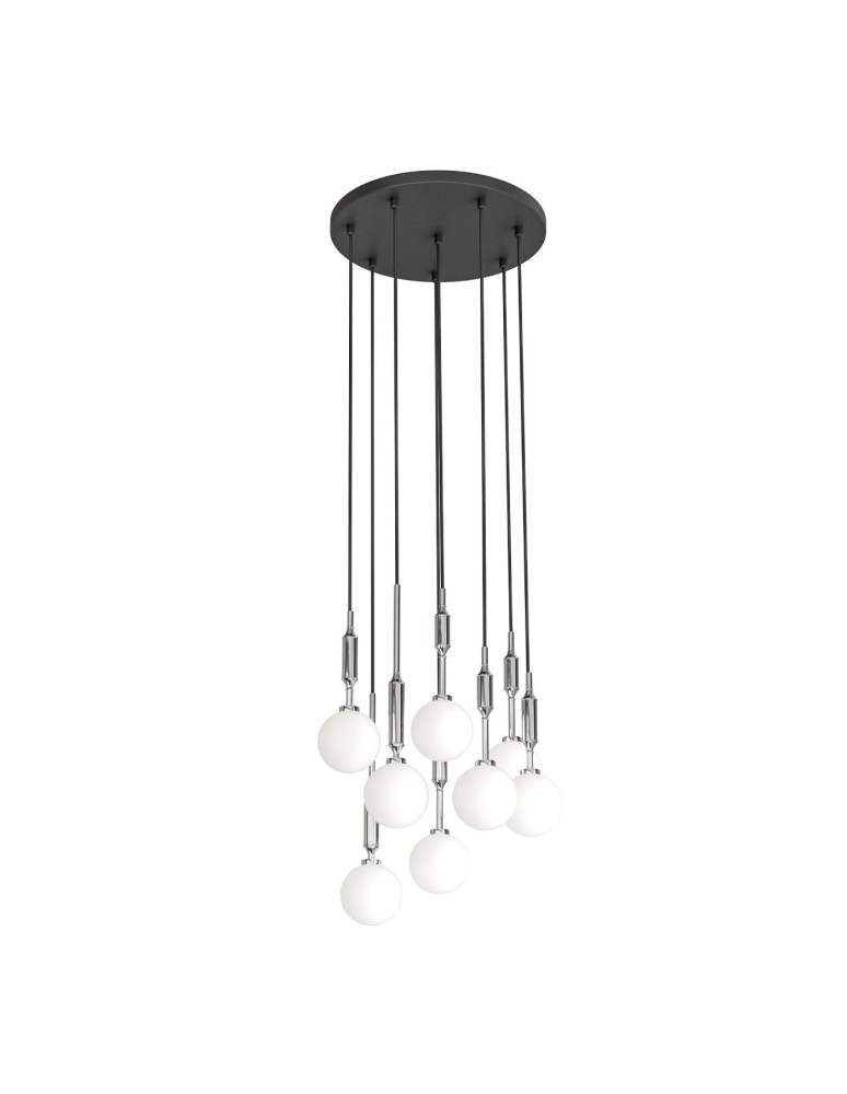 Pendant lamps spheres - Orlicki Design Ero VIII Cromo 40 White Opal + Chrome OR85327 - product kolory-swiatla.pl 1