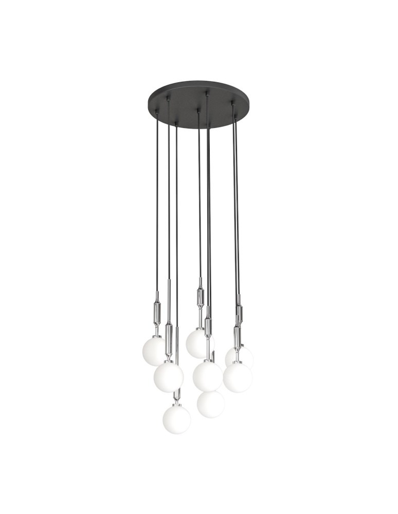 Pendant lamps spheres - Orlicki Design Ero VIII Cromo 40 White Opal + Chrome OR85327 - product kolory-swiatla.pl 3