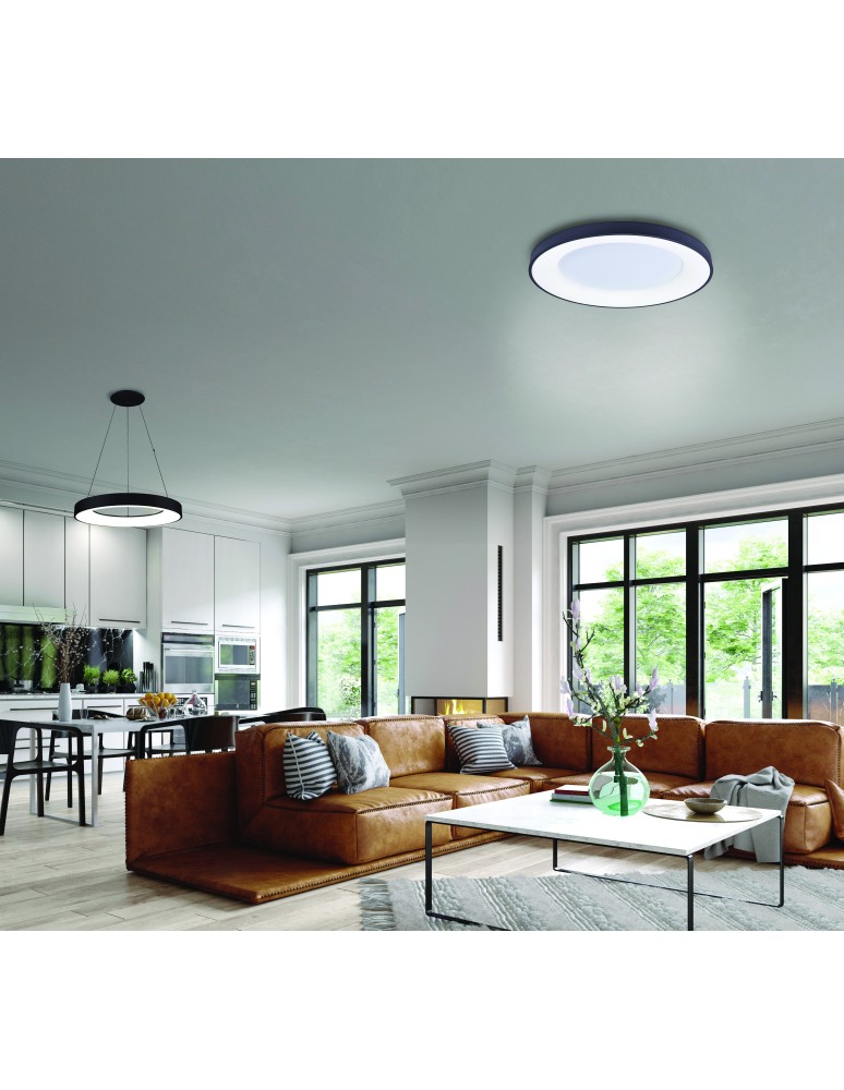 Plafonds with remote control - Azzardo SANTANA TOP 60 CCT BK + REMOTE CONTROL Ceiling light with Remote Control Functions Dimming and Light Color Change AZ4991 - product kolory-swiatla.pl 2