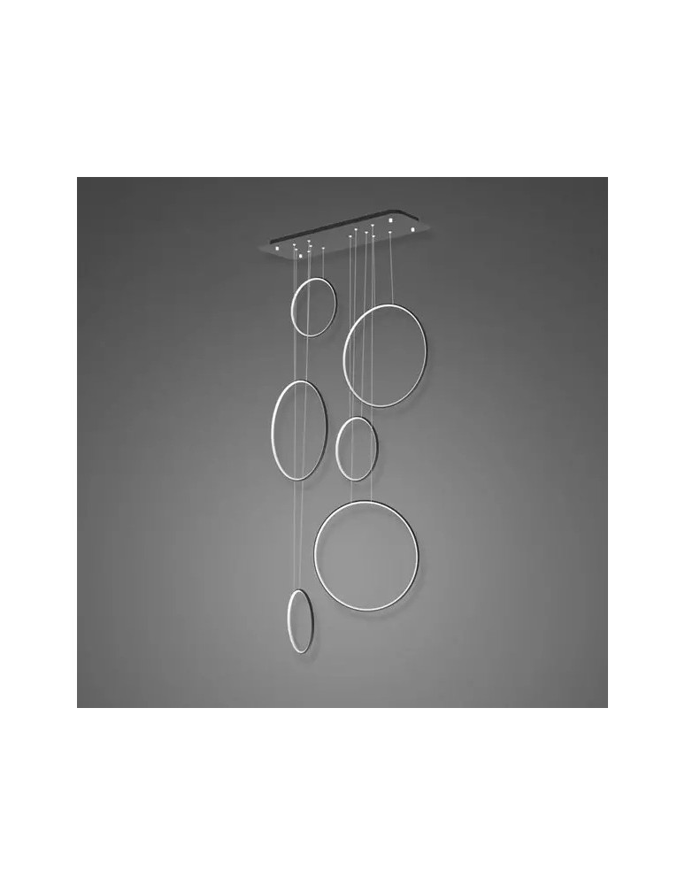 Pendant lamps circles - Altavola Design: Led Circles Pendant Lamp No. 8 black 90 cm in 4k  - product kolory-swiatla.pl 1