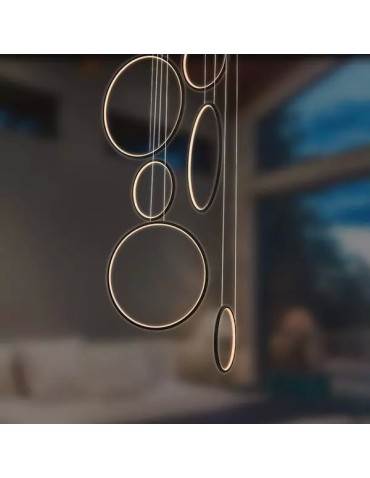 Altavola Design: Lampa wisząca Ledowe Okręgi No. 8 czarny 90 cm in 4k - produkt 2