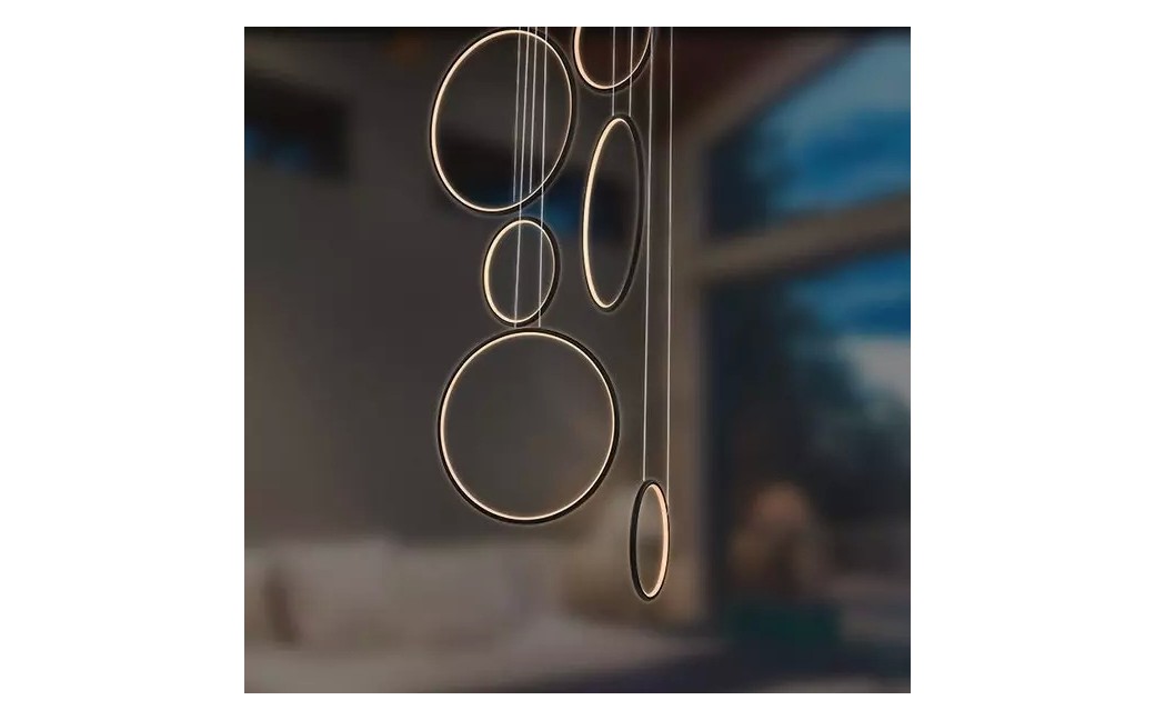 Altavola Design: Lampa wisząca Ledowe Okręgi No. 8 czarny 90 cm in 4k 