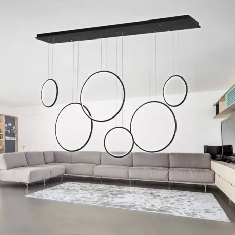 Altavola Design: Lampa Ledowe Okręgi no. 8 czarna 180 cm in 4k 