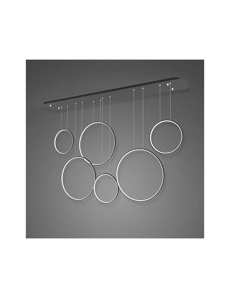 Pendant lamps circles - Altavola Design: Led Circles pendant lamp no. 8 black 180 cm in 3k  - product kolory-swiatla.pl 1