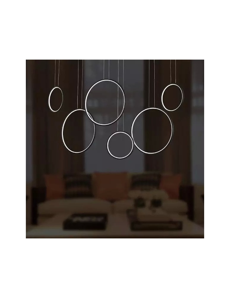 Pendant lamps circles - Altavola Design: Led Circles pendant lamp no. 8 black 180 cm in 3k  - product kolory-swiatla.pl 2