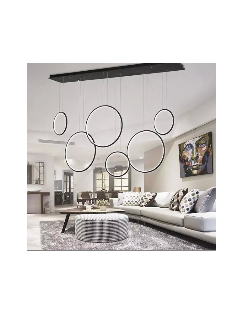 Pendant lamps circles - Altavola Design: Led Circles pendant lamp no. 8 black 180 cm in 3k  - product kolory-swiatla.pl 3