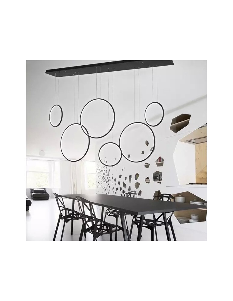 Pendant lamps circles - Altavola Design: Led Circles pendant lamp no. 8 black 180 cm in 3k  - product kolory-swiatla.pl 8